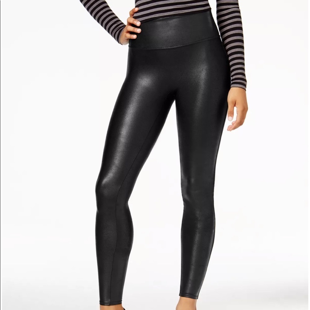 Spanx Faux Leather Black Leggings small s 2/4